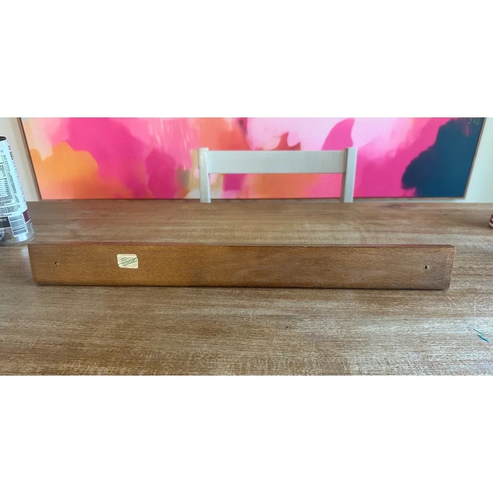Interpur Vintage Wood Wall Rack 28 Peg Tie Jewelry Organizer Brown Mid Century